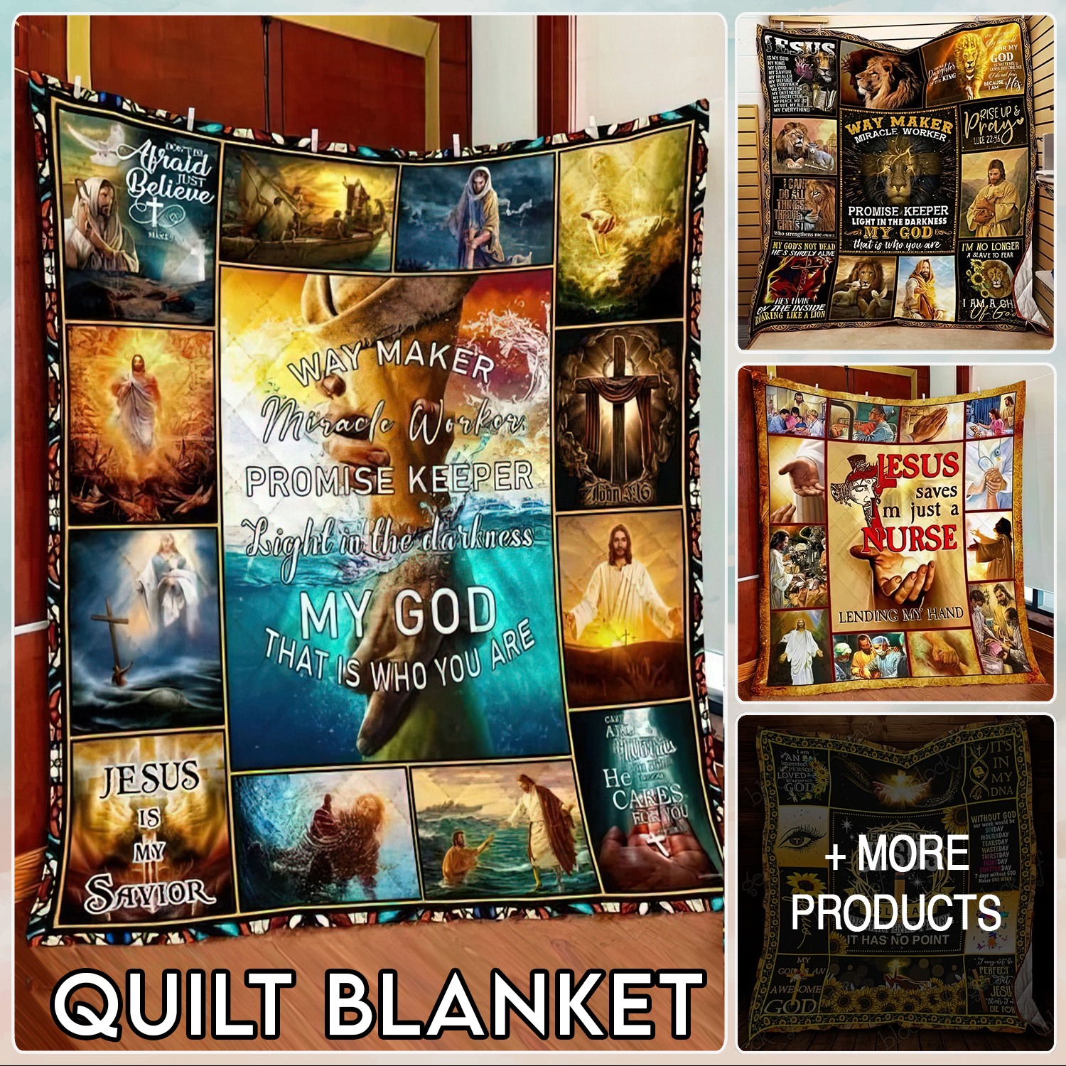 mk ads God Quilt Blanket